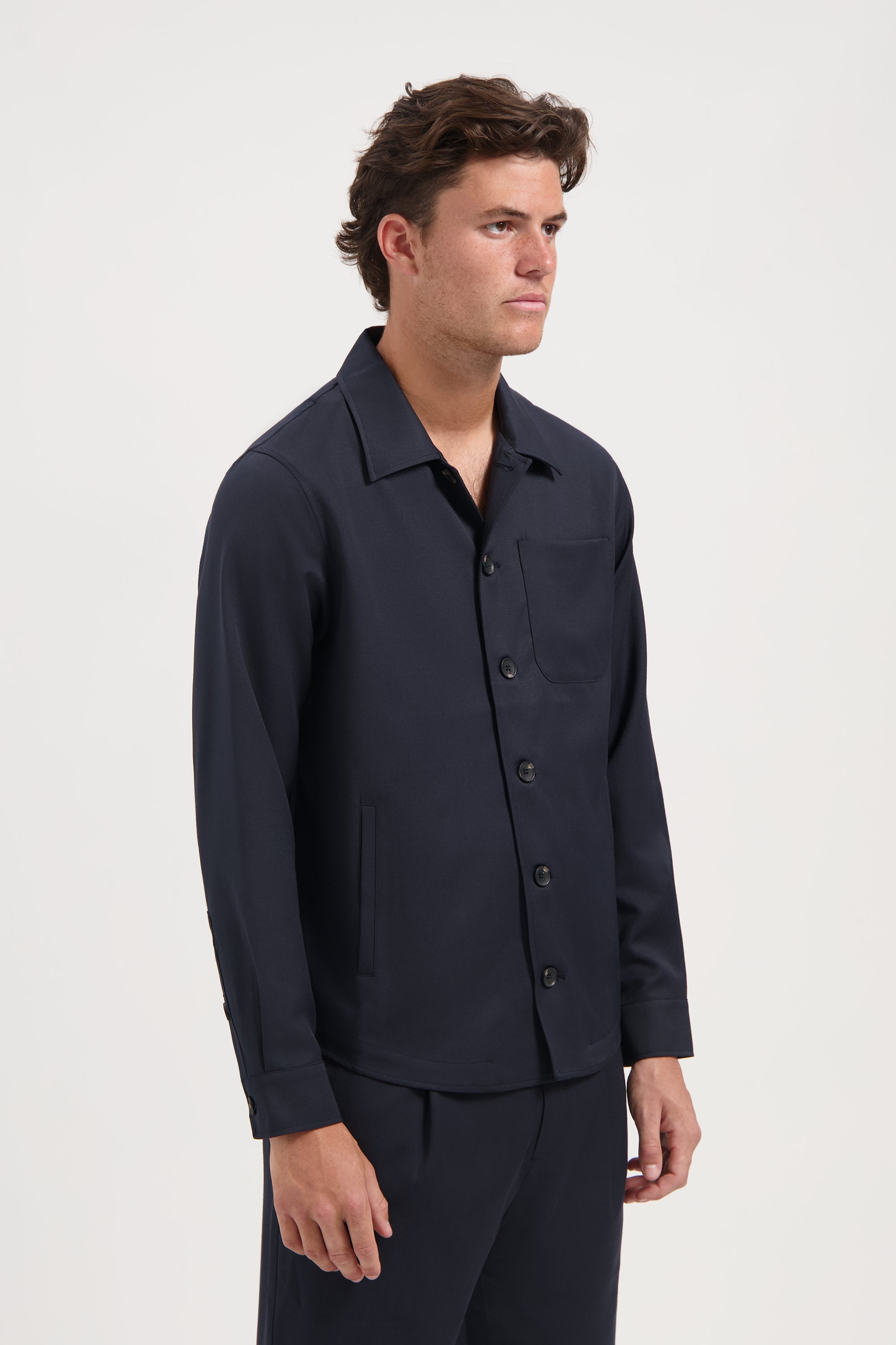 Luscento Wool Blend Shirt Navy