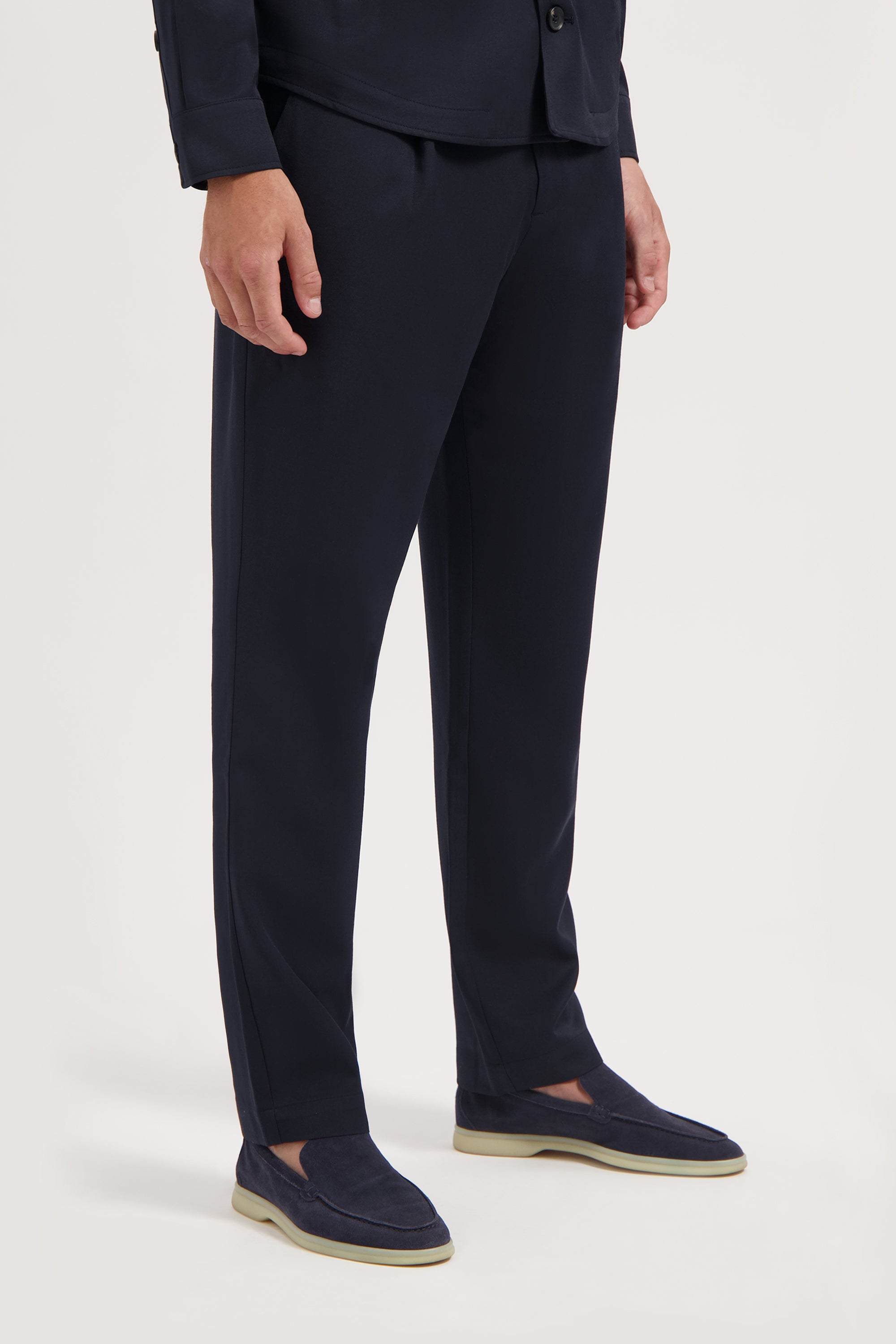 Genuine Atelier Luscento Wool Blend Trouser - Navy