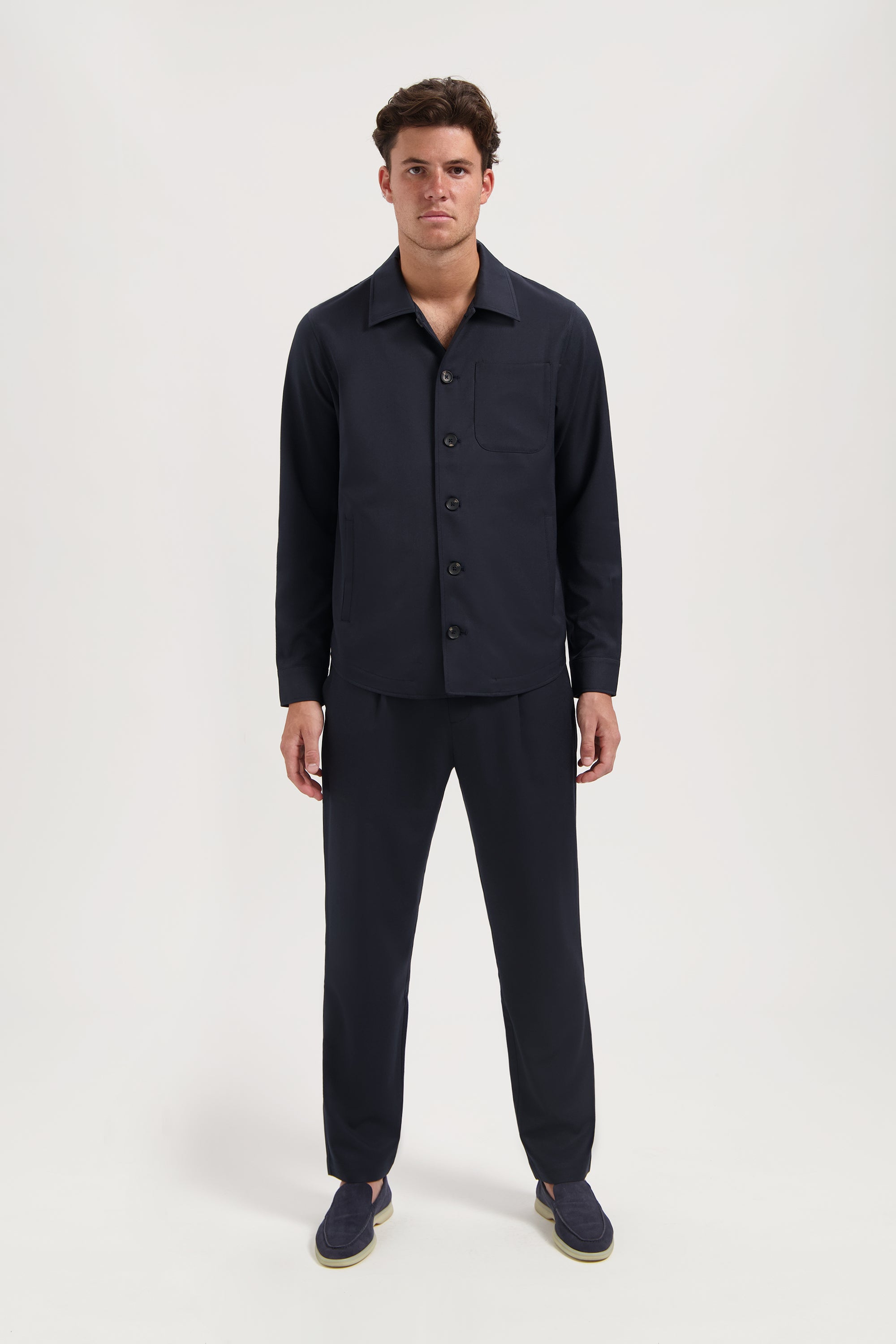Luscento Wool Blend Shirt Navy