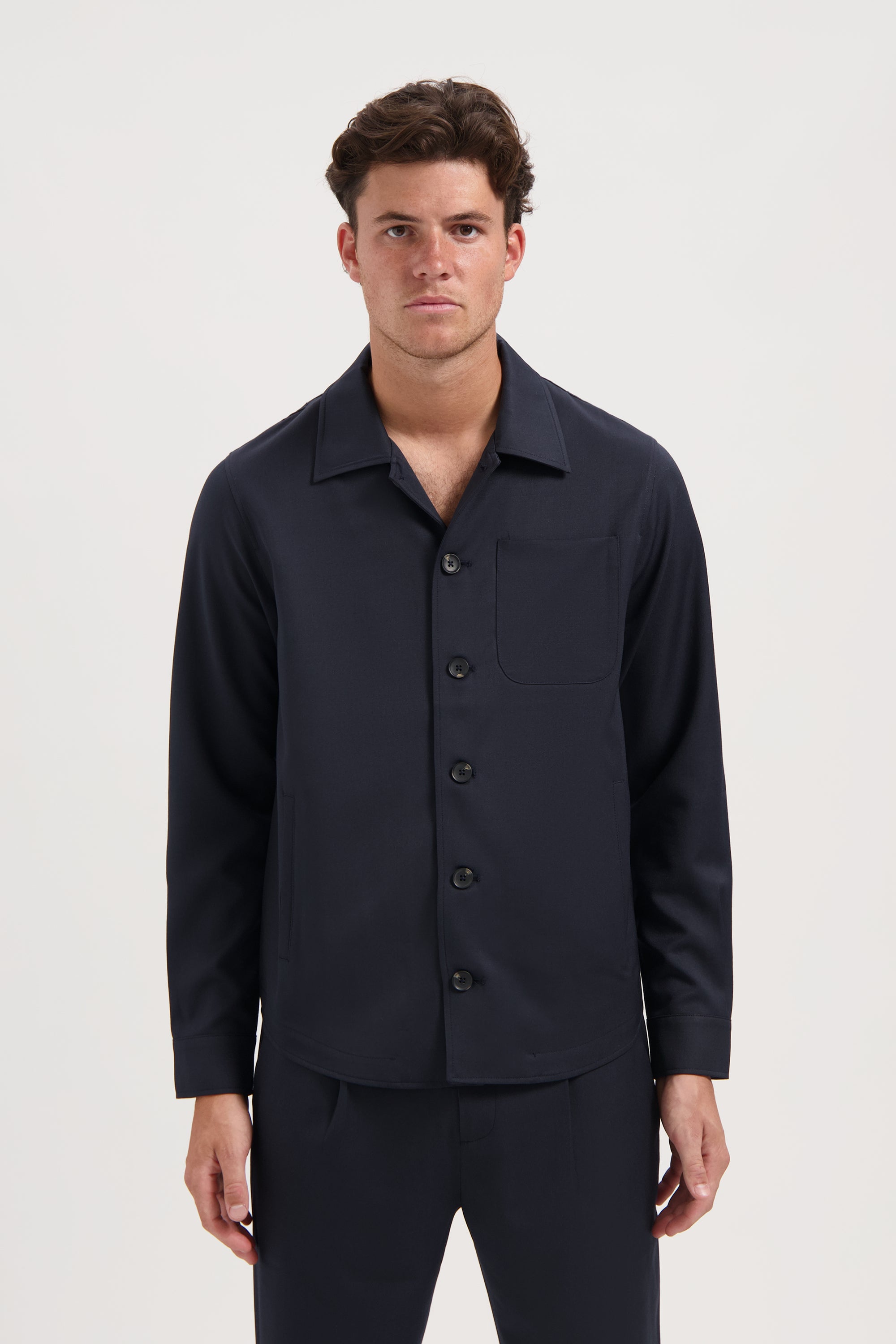 Genuine Atelier | Luscento Wool Blend Shirt - Navy
